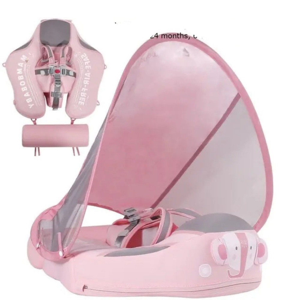 VBABYMAN Pink Kids Swim Float with Canopy 3-24Months